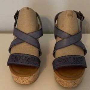 Nicole Desire Wedge Sandal - Grey- Size 7 1/2